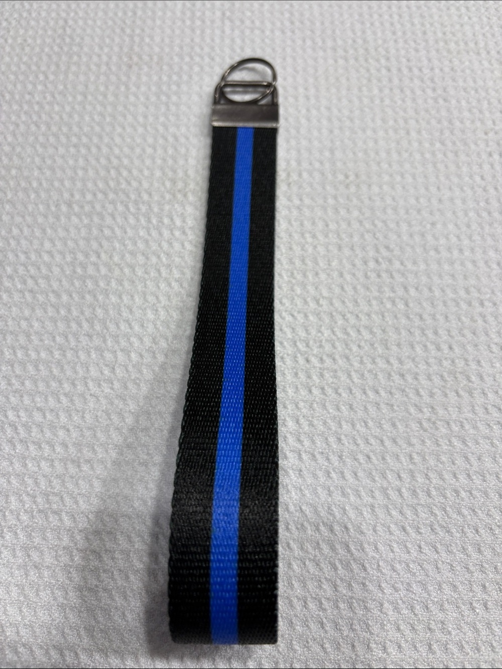 Black Wristlet Key Loop with Blue Stripe